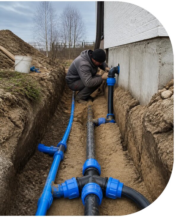 Монтаж наружного водопровода на участке под ключ в Устях-Лабинске