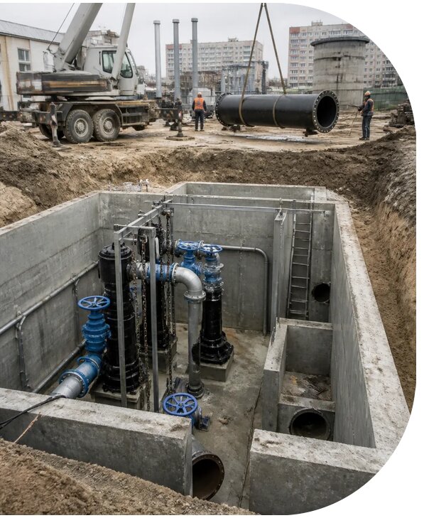 Строительство канализационной насосной станции в Устях-Лабинске